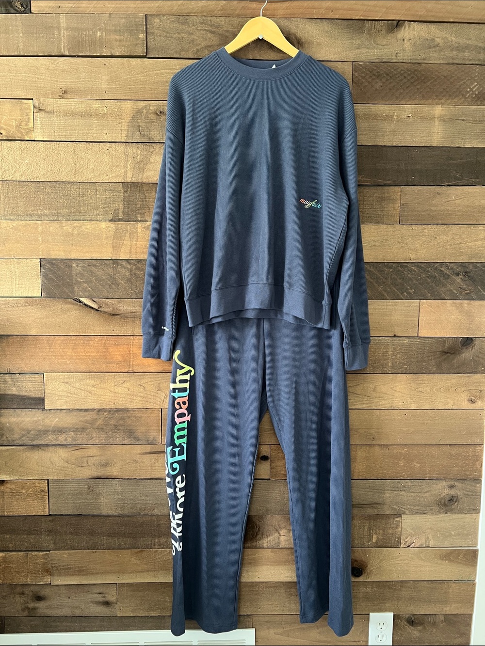 The Mayfair Group Women's World Needs More Empathy Lounge Set Navy Size M/L - Picture 3 of 11